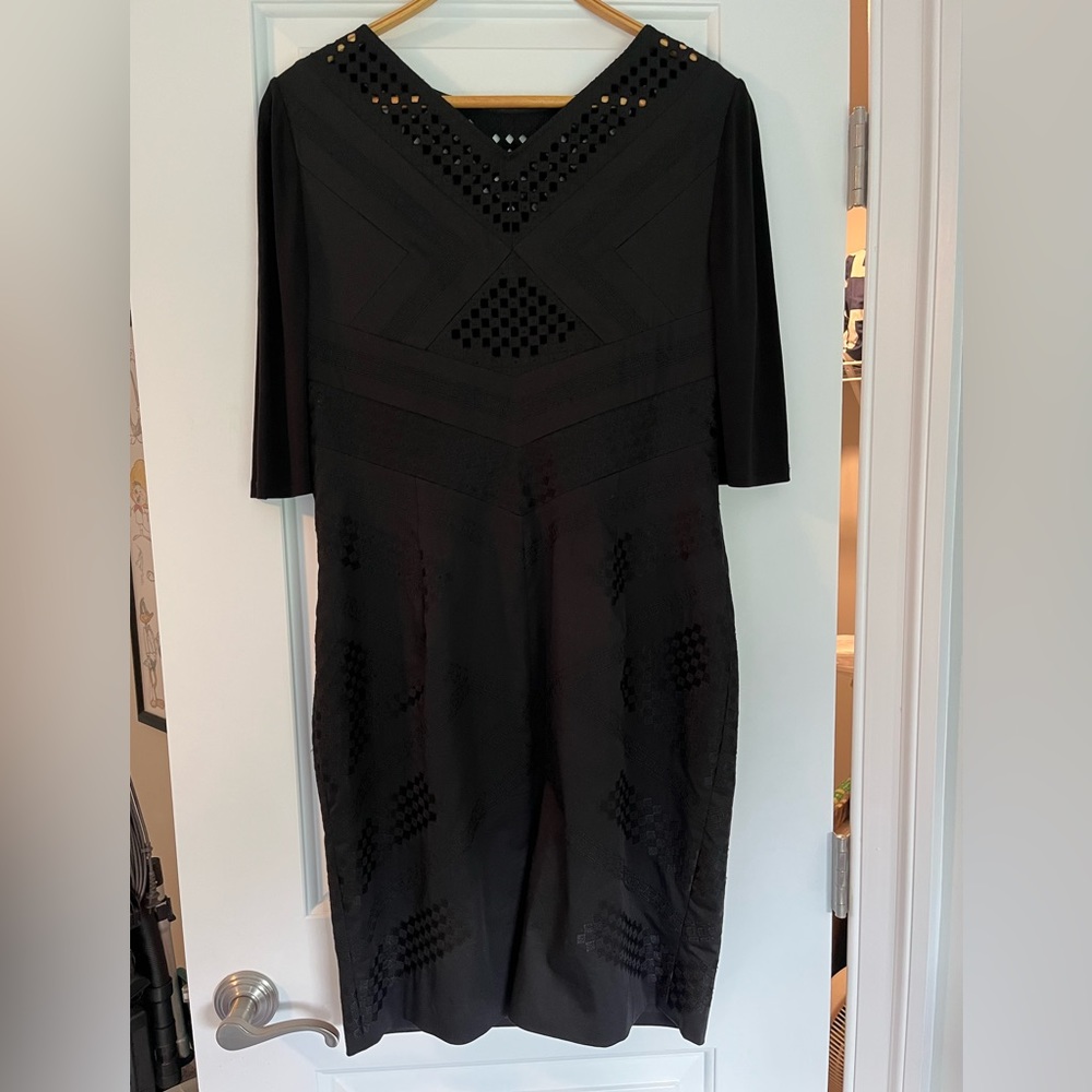 Karen Millen detailed cocktail dress with elbow length sleeves.  Size 12